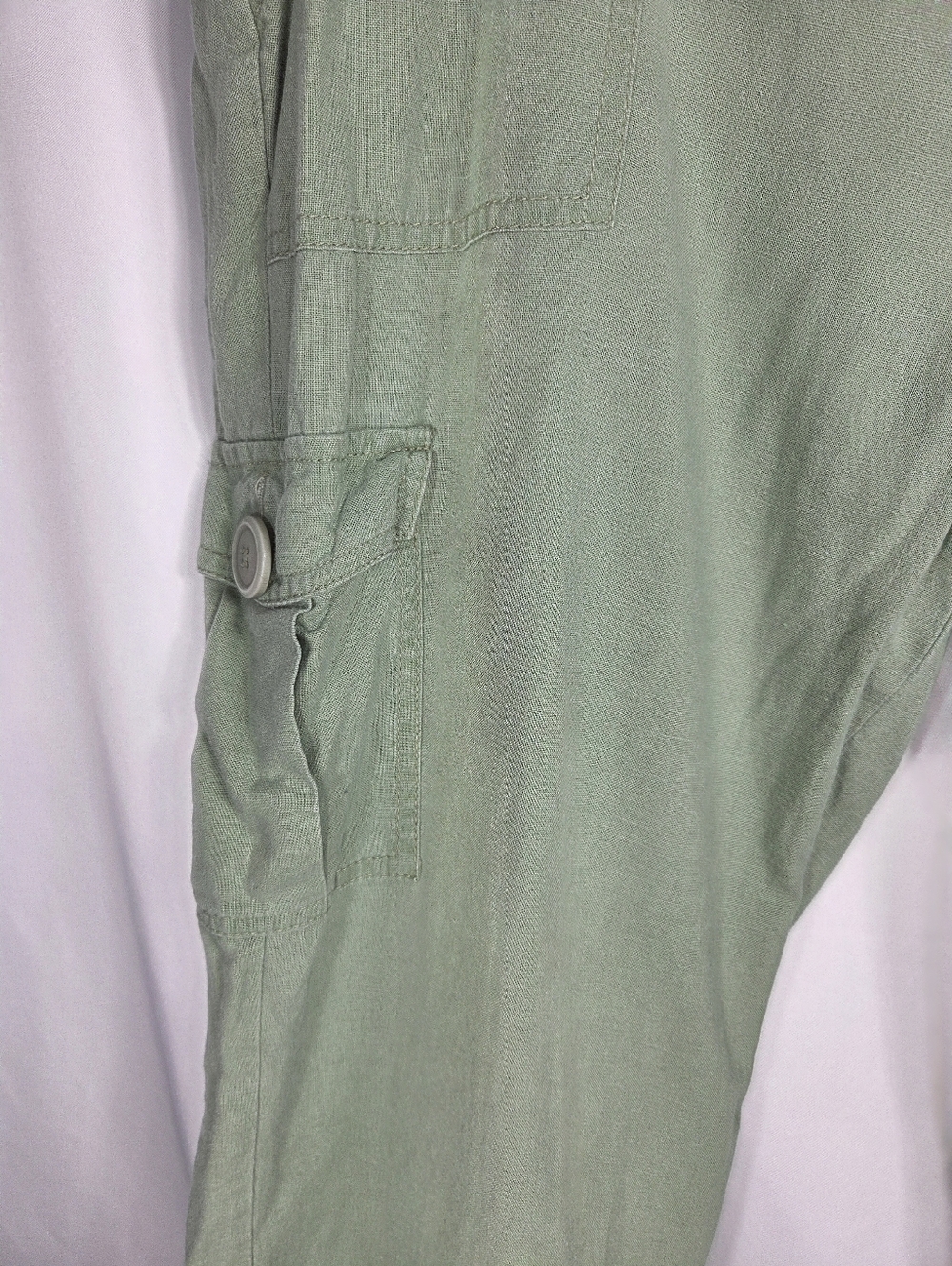 Vintage Route 66 Original Green Low Slung Linen Blend Cargo Capri Pants Size 8 - Picture 3 of 10